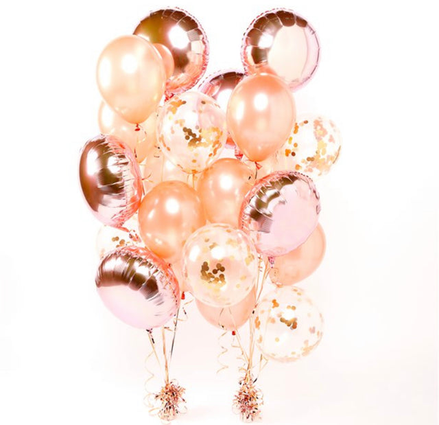 Rose Gold Confetti Balloon Bouquet Helium Filled