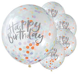 Pastel Confetti Happy Birthday Balloons - 12" Latex