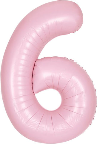 Baby Pink Number 6 Balloon - 34" Foil