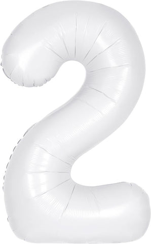 White Number 2 Balloon - 34" Foil