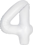 White Number 4 Balloon - 34" Foil