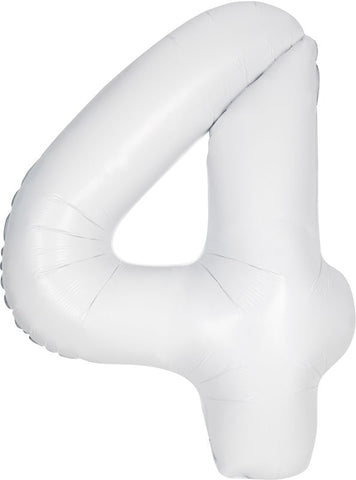 White Number 4 Balloon - 34" Foil