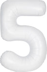 White Number 5 Balloon - 34" Foil