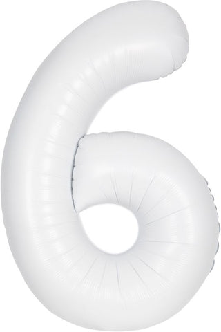 White Number 6 Balloon - 34" Foil