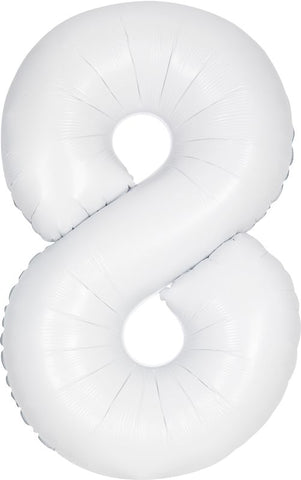 White Number 8 Balloon - 34" Foil
