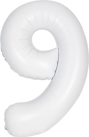 White Number 9 Balloon - 34" Foil