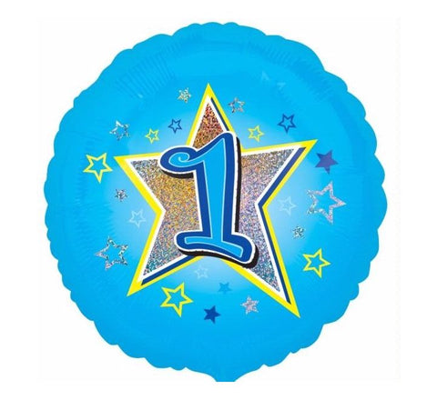18IN 1ST BIRTHDAY BLUE STARS FOIL