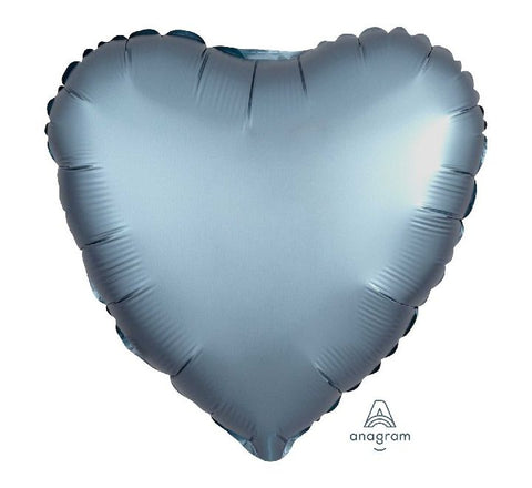 SATIN LUXE STEEL BLUE HEART 18IN HEART