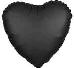 18IN SATIN LUXE ONYX BLACK HEART FOIL