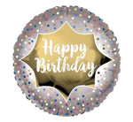 18IN BIRTHDAY SATIN GOLD BURST FOIL BALLOON