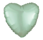 18in SATIN LUXE MINT GREEN HEART FOIL