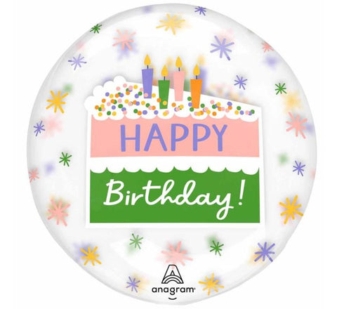 HAPPY BIRTHDAY CAKE SLICE CLEARZ BALLOON