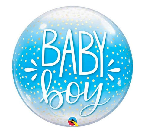 22IN BABY BOY BLUE & CONFETTI DOTS BUBBLE