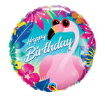 18IN BIRTHDAY TROPICAL FLAMINGO FOIL BALLOON