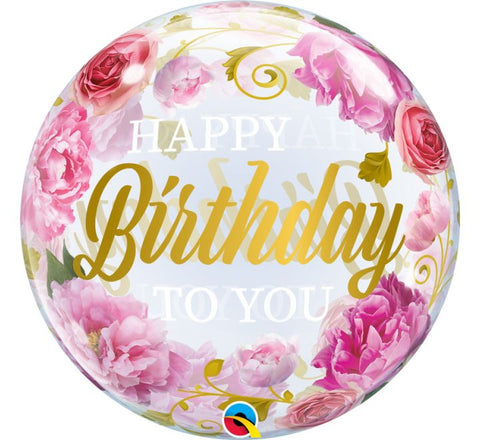 22IN BIRTHDAY TO YOU PINK PEONIES BUBBLE