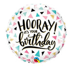 18IN B/DAY HOORAY FOIL BALLOON