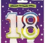NUMBER 18 DOUBLE SIDED CANDLE WHITE AND COLOURFUL