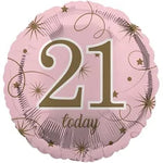 21TH BIRTHDAY PINK  18" FOIL BALLOON