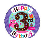 HAPPY 3RD BIRTHDAY 18 INCH