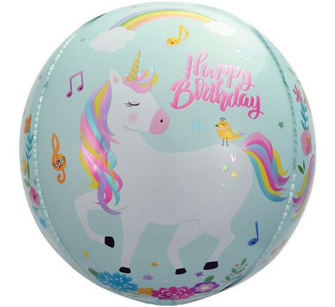 15IN BLUE UNICORN SPHERE FOIL BALLOON