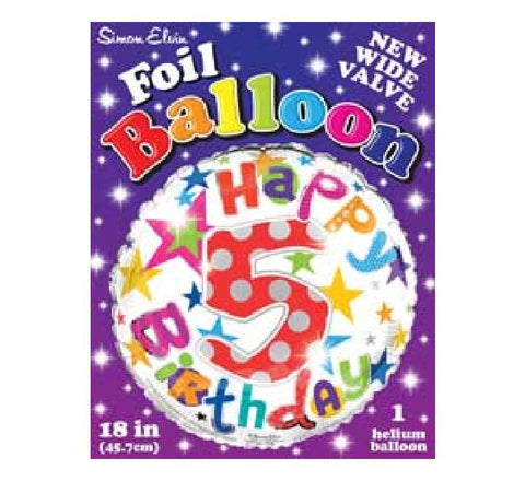 18IN AGE 5 UNISEX FOIL BALLOON