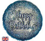 18in GLITTER BIRTHDAY NAVY GOLD FOIL BALLOON