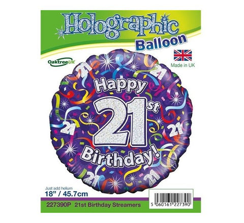 18IN 21ST B/DAY STREAMERS HOLO FOIL