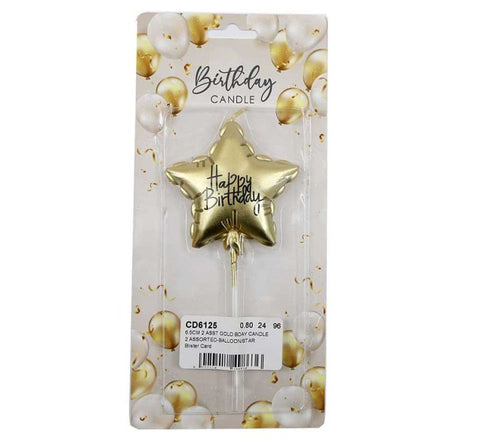 6.CM 2ASST GOLD BIRTHDAY CANDLE