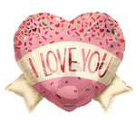 18IN HEART LOVE YOU BANNER & SPRINKLES ECO FOIL BALLOON