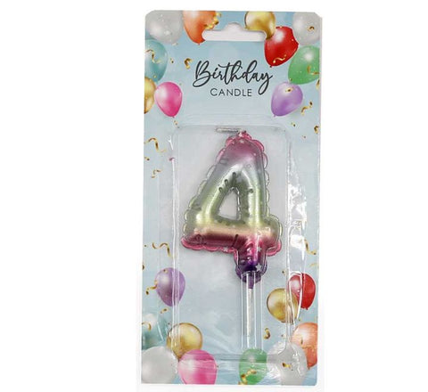 6CM RAINBOW BALLOON SHAPED NUMERAL 4 CANDLE