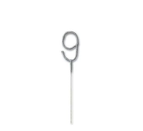 7IN NUMERAL 9 SILVER GLITZ SPARKLER