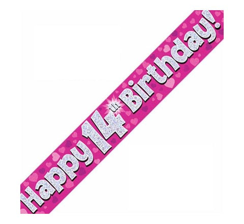9FT 14TH BIRTHDAY PINK BANNER