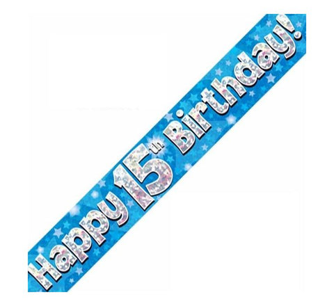 9FT 15TH BIRTHDAY BLUE BANNER