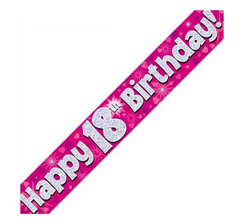 9FT 18TH BIRTHDAY PINK BANNER