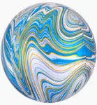 BLUE AND GOLD MARBLEZ ORBZ 18" FOIL BALLOON