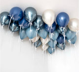 Bespoke Personalised Mixed Navy Birthday Party Pillar and Matching 150 ceiling Balloons