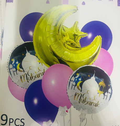 Gold Eid Mubarak Balloon Bouquet with weight