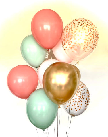 Helium Latex Chrome Confetti mixed Balloon Bouquet of 11