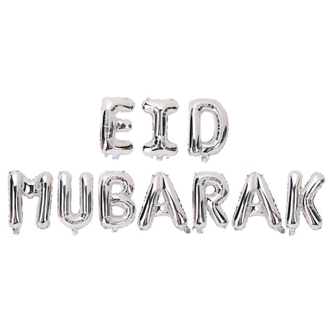 Silver Eid Mubarak letters Banner