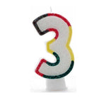 MULTI COLOURED NUMBER 3 CANDLE