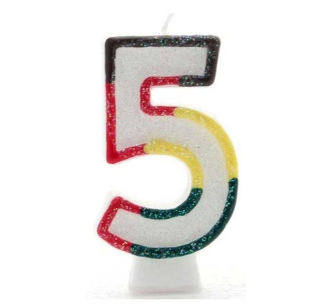MULTI COLOURED NUMBER 5 CANDLE