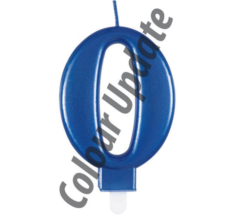 METALLIC BLUE NUMBER 0 BIRTHDAY CANDLE