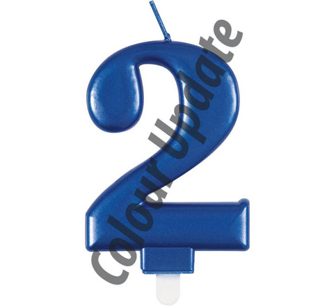 METALLIC BLUE NUMBER 2 BIRTHDAY CANDLE