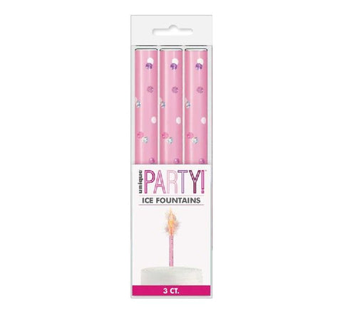 3PK PINK GLITZ ICE FOUNTAIN SPARKLER DECORATIONS