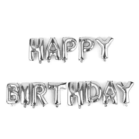 logo Air-Fill Silver Foil Happy Birthday Balloon Letter Banner
