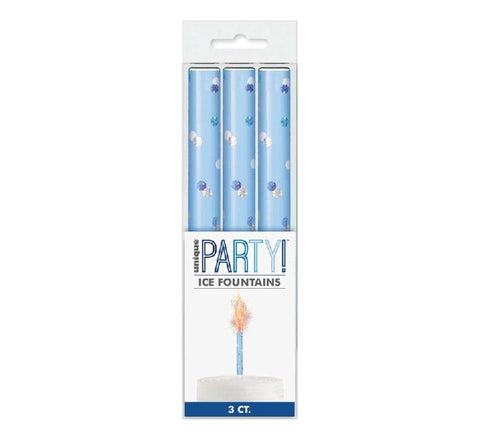 3PK BLUE GLITZ ICE FOUNTAIN SPARKLER DECORATIONS