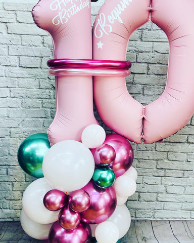 Bespoke Personalised no. 10 Birthday Balloon Display
