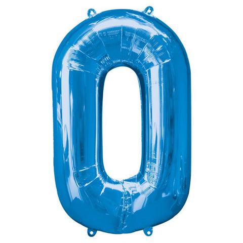 Blue Number 0 Balloon - 34" Foil