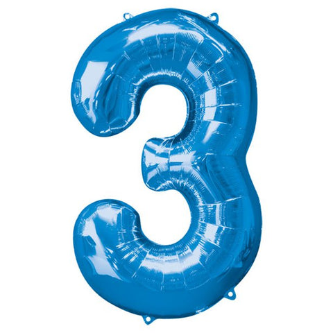 Blue Number 3 Balloon - 34" Foil