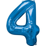 Blue Number 4 Balloon - 34" Foil